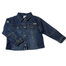 Load image into Gallery viewer, unisex Osh Kosh, vintage stretch denim jacket, poppers, GUC, size 3,  