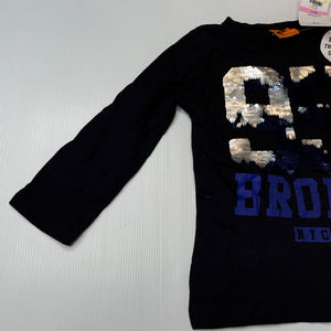 Boys Tilt, flip sequin cotton long sleeve top, NEW, size 3,  