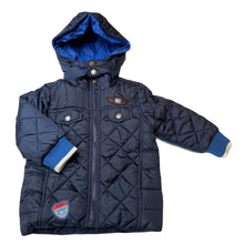 Load image into Gallery viewer, Boys ELLE, navy quilted hooded jacket / coat, EUC, size 2,  