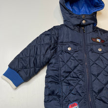 Load image into Gallery viewer, Boys ELLE, navy quilted hooded jacket / coat, EUC, size 2,  