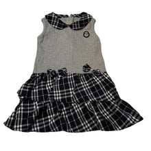 Load image into Gallery viewer, Girls spliced, ribbed / check dress, armpit to armpit: 26.5cm, FUC, size 4, L: 44cm