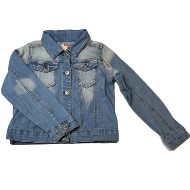 Girls Cotton On, blue stretch denim jacket, FUC, size 7,  