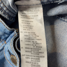 Load image into Gallery viewer, Girls Cotton On, blue stretch denim jacket, FUC, size 7,  