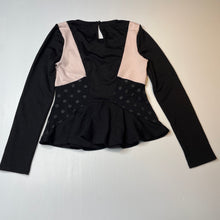 Load image into Gallery viewer, Girls Bardot Junior, pink &amp; black long sleeve peplum top, FUC, size 16,  