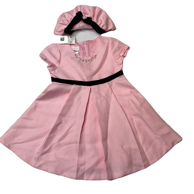 Girls Bonnie Baby, embroidered lightweight dress + hat, NEW, size 2, L: 48cm