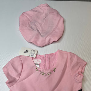Girls Bonnie Baby, embroidered lightweight dress + hat, NEW, size 2, L: 48cm