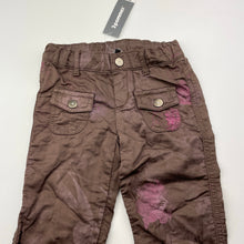 Load image into Gallery viewer, Girls 3 Pommes, soft feel floral cotton pants, adjustable, Inside leg: 37cm, NEW, size 3,  