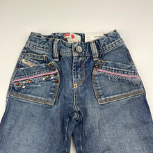 Load image into Gallery viewer, Girls DIESEL, embellished distressed denim jeans, elasticated, Inside leg: 45.5cm, Made in Italy, NEW, size 4,  