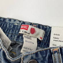 Load image into Gallery viewer, Girls DIESEL, embellished distressed denim jeans, elasticated, Inside leg: 45.5cm, Made in Italy, NEW, size 4,  