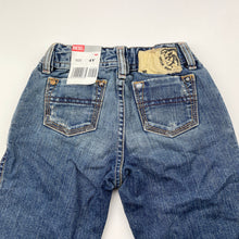 Load image into Gallery viewer, Girls DIESEL, embellished distressed denim jeans, elasticated, Inside leg: 45.5cm, Made in Italy, NEW, size 4,  