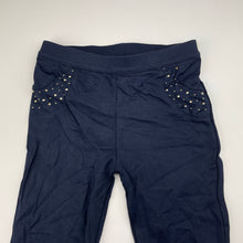 Load image into Gallery viewer, Girls Ollies Place, embellished navy stretchy pants / leggings, Inside leg: 46.5cm, EUC, size 6,  