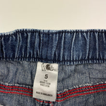 Load image into Gallery viewer, Boys H&amp;T, blue denim pants, elasticated, Inside leg: 40cm, GUC, size 5,  