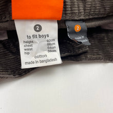Load image into Gallery viewer, Boys Fun Spirit, brown corduroy cotton pants, adjustable, Inside leg: 34.5cm, EUC, size 2,  