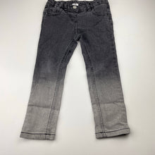 Load image into Gallery viewer, Girls H&amp;T, grey stretch denim jeans, adjustable, Inside leg: 36.5cm, GUC, size 3,  