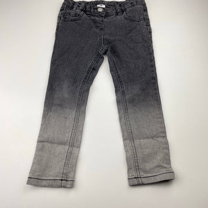 Girls H&T, grey stretch denim jeans, adjustable, Inside leg: 36.5cm, GUC, size 3,  