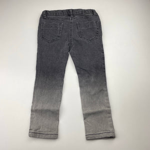 Girls H&T, grey stretch denim jeans, adjustable, Inside leg: 36.5cm, GUC, size 3,  