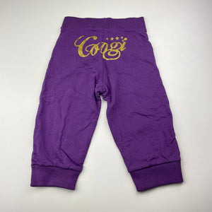 Girls COOGI, purple cotton cropped pants, elasticated, Inside leg: 25cm, EUC, size 4,  
