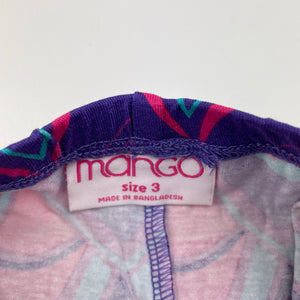 Girls Mango, colourful stretchy leggings, Inside leg: 36cm, EUC, size 3,  