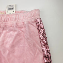 Load image into Gallery viewer, Girls One Step Up, pink velour &amp; sequin pants, elasticated, Inside leg: 61cm, NEW, size 14-16,  