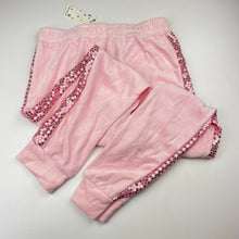 Load image into Gallery viewer, Girls One Step Up, pink velour &amp; sequin pants, elasticated, Inside leg: 61cm, NEW, size 14-16,  