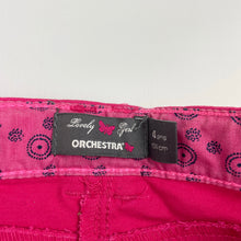 Load image into Gallery viewer, Girls ORCHESTRA, embroidered stretch cotton pants, adjustable, Inside leg: 38.5cm, EUC, size 4,  