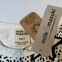 Load image into Gallery viewer, Girls Milk &amp; Masuki, organic cotton blend long sleeve dress, stars, NEW, size 7, L: 59cm at front