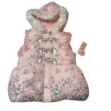 Load image into Gallery viewer, Girls Little Lass, hooded floral puffer vest / jacket, NEW, size 5,  