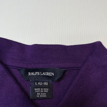 Load image into Gallery viewer, Girls Ralph Lauren, purple cotton long sleeve polo dress, NEW, size 12-14, L: 76cm 