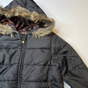 Girls Cotton On, black hooded puffer jacket / coat, GUC, size 5,  