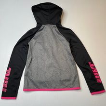 Load image into Gallery viewer, Girls Nike, Dri-Fit fleece lined zip up hooded sweater, *zipper tab missing*, FUC, size 6-7,  
