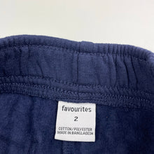 Load image into Gallery viewer, unisex Favourites, navy fleece lined track pants, elasticated, Inside leg: 35cm, EUC, size 2,  