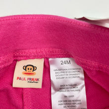 Load image into Gallery viewer, Girls Paul Frank, pink cotton pants, elasticated, Inside leg: 31cm, NEW, size 2,  