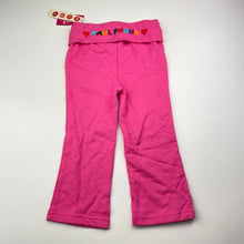 Load image into Gallery viewer, Girls Paul Frank, pink cotton pants, elasticated, Inside leg: 31cm, NEW, size 2,  