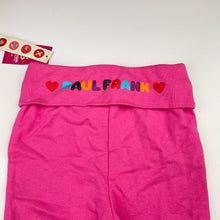 Load image into Gallery viewer, Girls Paul Frank, pink cotton pants, elasticated, Inside leg: 31cm, NEW, size 2,  