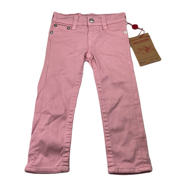 Girls TRUE RELIGION, pink stretch cotton pants / jeans, Inside leg: 36cm, W: 26cm across unstretched, NEW, size 3,  