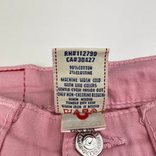 Load image into Gallery viewer, Girls TRUE RELIGION, pink stretch cotton pants / jeans, Inside leg: 36cm, W: 26cm across unstretched, NEW, size 3,  