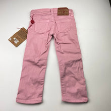 Load image into Gallery viewer, Girls TRUE RELIGION, pink stretch cotton pants / jeans, Inside leg: 36cm, W: 26cm across unstretched, NEW, size 3,  