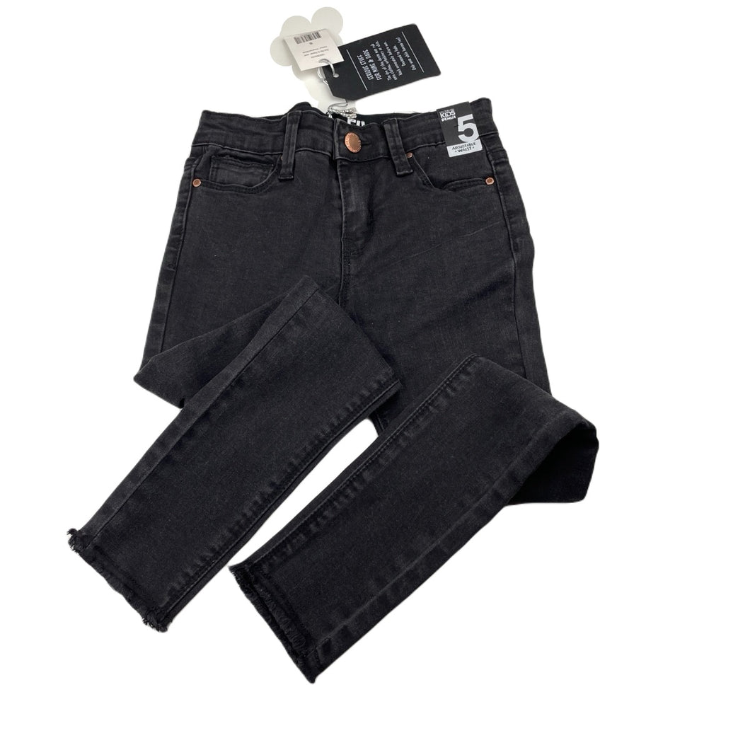 Girls Cotton On, black stretch denim jeans, adjustable, Inside leg: 48cm, NEW, size 5,  