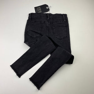 Girls Cotton On, black stretch denim jeans, adjustable, Inside leg: 48cm, NEW, size 5,  