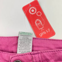 Load image into Gallery viewer, Girls Target, pink stretch denim jeans, adjustable, Inside leg: 44cm, NEW, size 5,  