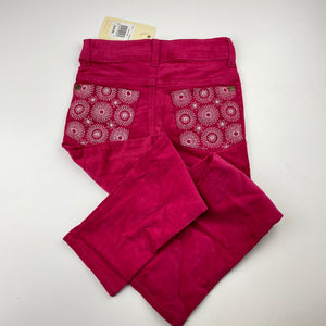 Girls Jack & Milly, embroidered stretch corduroy pants, adjustable, Inside leg: 38.5cm, NEW, size 3,  