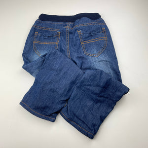 Boys Zara, fleece lined denim pants, elasticated, Inside leg: 40cm, EUC, size 3-4,  