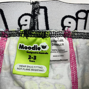 Girls Moodie, cotton pyjama pants / bottoms, GUC, size 2-3,  