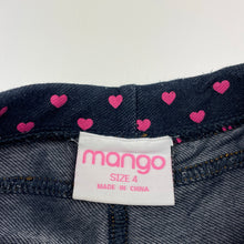 Load image into Gallery viewer, Girls Mango, stretchy denim leggings, Inside leg: 44cm, GUC, size 4,  