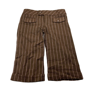 Girls Pumpkin Patch, cropped brown & pink stripe pants, adjustable, Inside leg: 27.5cm, NEW, size 2,  