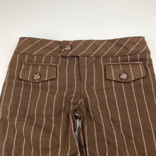 Load image into Gallery viewer, Girls Pumpkin Patch, cropped brown &amp; pink stripe pants, adjustable, Inside leg: 27.5cm, NEW, size 2,  