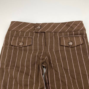Girls Pumpkin Patch, cropped brown & pink stripe pants, adjustable, Inside leg: 27.5cm, NEW, size 2,  