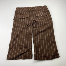 Load image into Gallery viewer, Girls Pumpkin Patch, cropped brown &amp; pink stripe pants, adjustable, Inside leg: 27.5cm, NEW, size 2,  