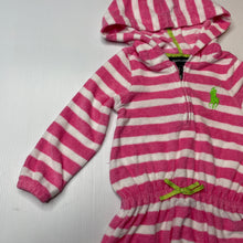 Load image into Gallery viewer, Girls Ralph Lauren, striped terry casual hooded dress, light mark lower skirt, FUC, size 1-2, L: 44cm