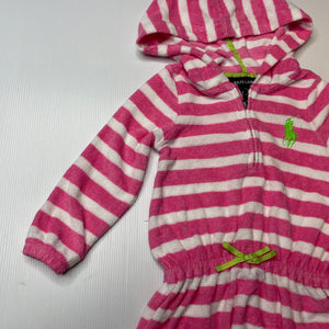 Girls Ralph Lauren, striped terry casual hooded dress, light mark lower skirt, FUC, size 1-2, L: 44cm